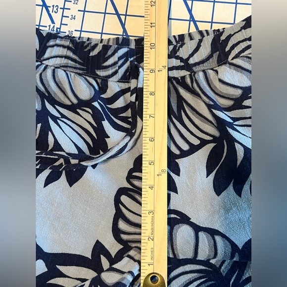 SUSAN GRAVER LINEN BLEND CROP TIE WAIST PANTS XS BLUE TROPICAL PRINT - Picture 8 of 10